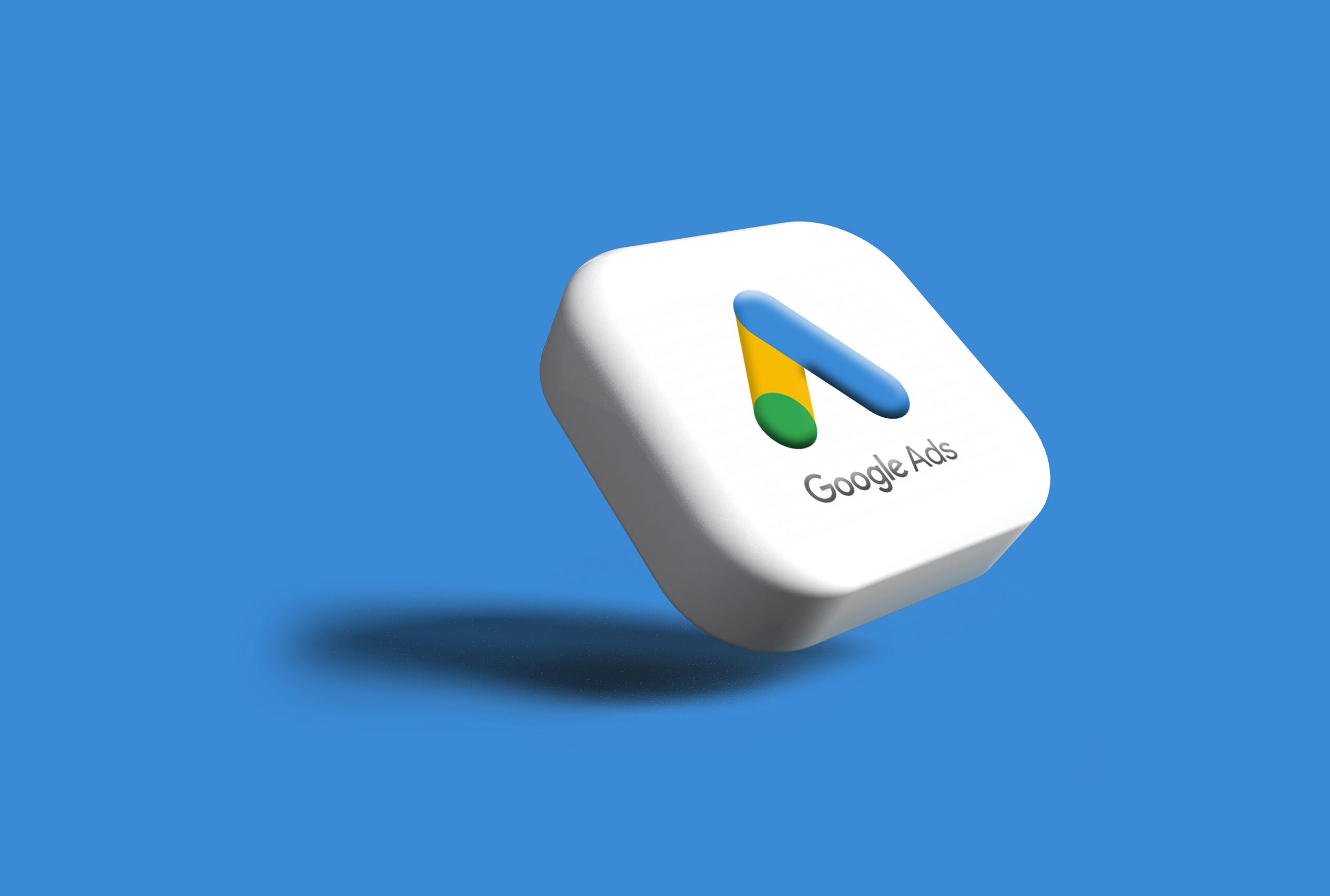 3D Google Ads logo icon on a clean blue background, representing high-performance search engine marketing and PPC management services.