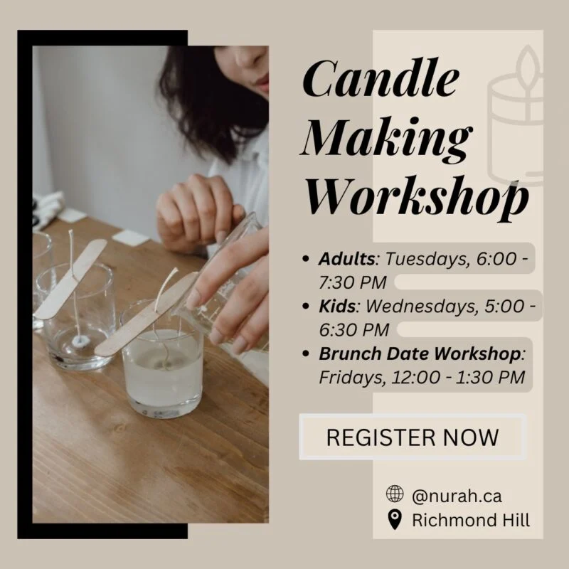 Adult candle making workshop date night brunch — ad creative designed by MetaBaz