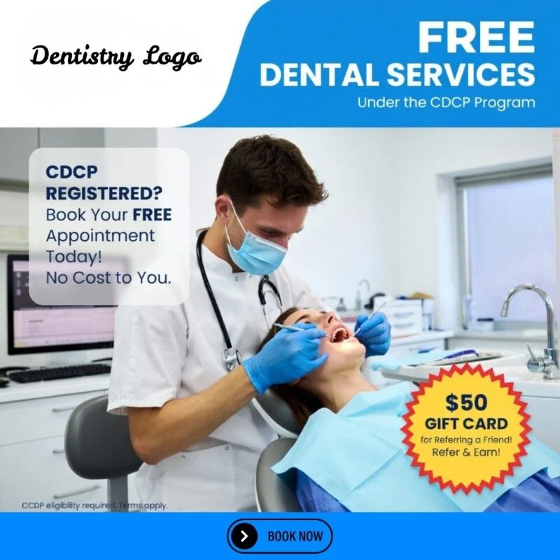 CDCP dental care program free appointment ad — ad creative designed by MetaBaz