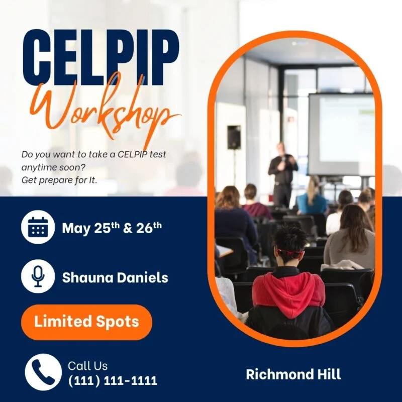 CELPIP test preparation workshop Richmond Hill — ad creative designed by MetaBaz