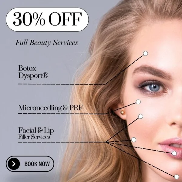 Comprehensive beauty services Botox Dysport diagram — ad creative designed by MetaBaz