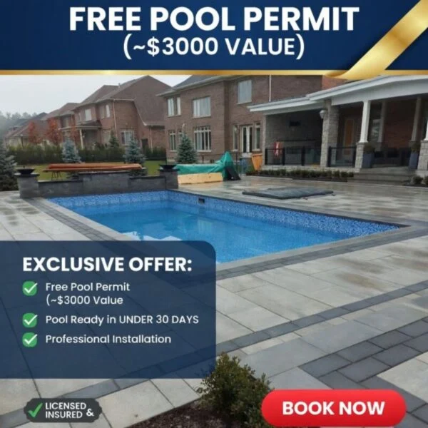 Custom pool builder GTA free permit offer — ad creative designed by MetaBaz
