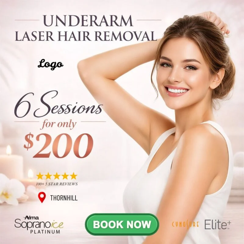 Elegant underarm laser hair removal ad Thornhill — ad creative designed by MetaBaz