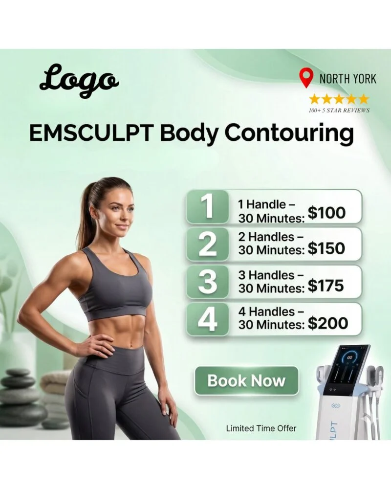 Emsculpt body contouring treatment North York — ad creative designed by MetaBaz
