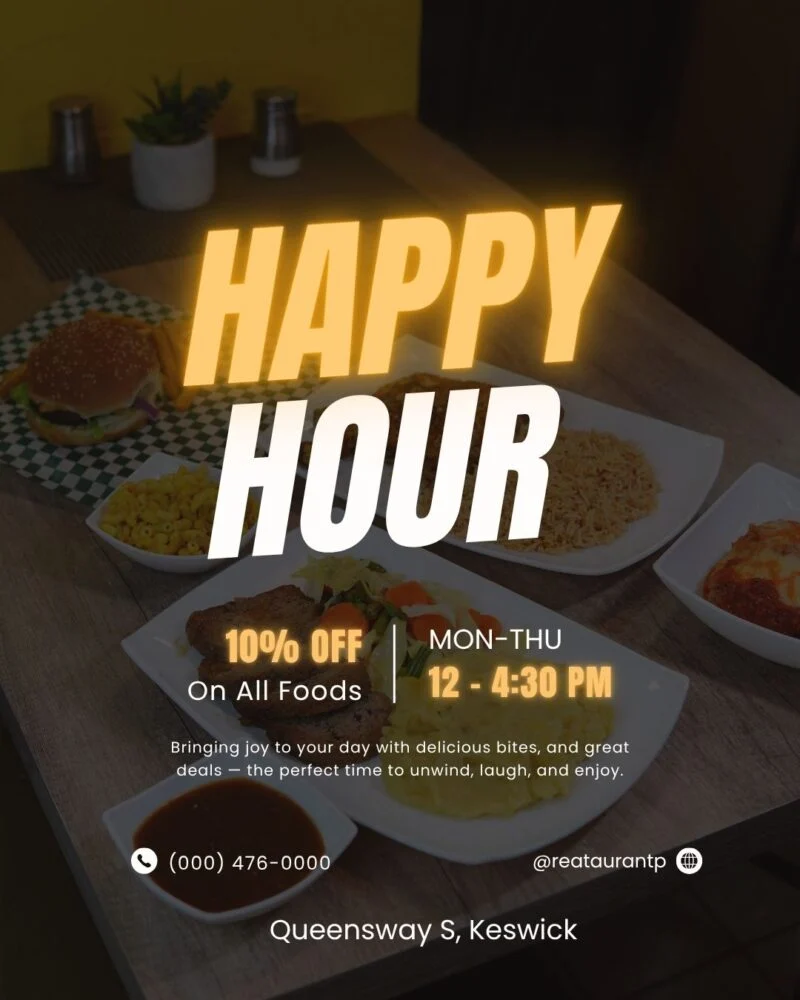 Happy hour food promotion Keswick — ad creative designed by MetaBaz