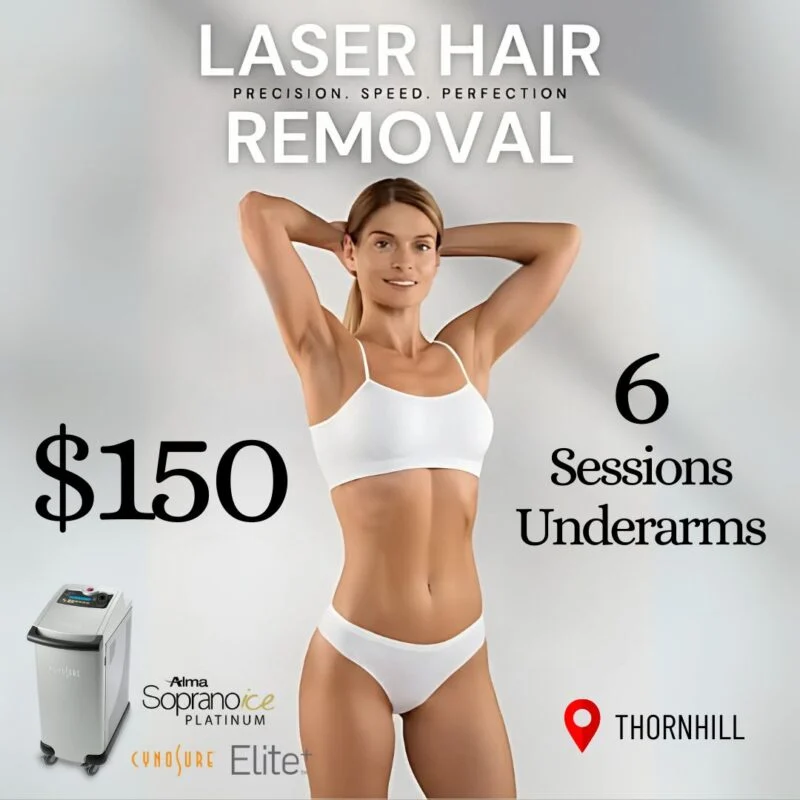 Laser hair removal underarms Thornhill special — ad creative designed by MetaBaz