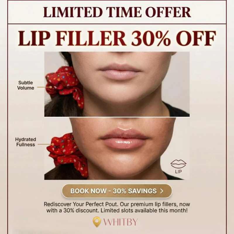 Lip filler before after results Whitby deal — ad creative designed by MetaBaz