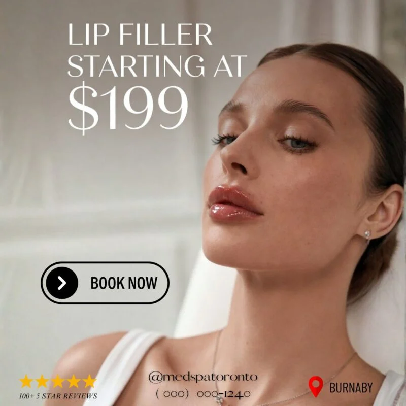 Lip filler starting price ad Burnaby Vancouver — ad creative designed by MetaBaz