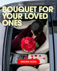Luxury flower delivery red rose bouquet ad — ad creative designed by MetaBaz