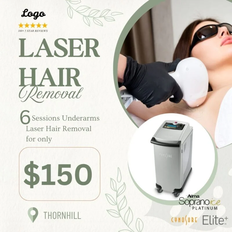 Professional laser hair removal underarm sessions Thornhill — ad creative designed by MetaBaz