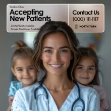 Walk in clinic North York accepting new patients — ad creative designed by MetaBaz