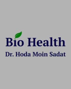 A professional medical clinic logo featuring dark blue typography with a prominent green leaf emblem on a solid gray background, highlighting a family physician portfolio feature optimized for premium website design, targeted Google Ads management, and local SEO services by MetaBaz.