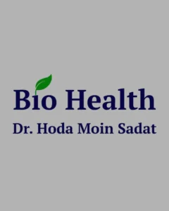 A professional medical clinic logo featuring dark blue typography with a prominent green leaf emblem on a solid gray background, highlighting a family physician portfolio feature optimized for premium website design, targeted Google Ads management, and local SEO services by MetaBaz.