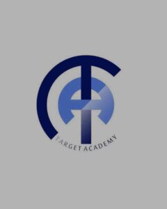 A modern circular monogram logo featuring interlocking letters in dark blue and gradient blue tones on a solid gray background, highlighting a kids academy and after-school program portfolio feature scaled through strategic Meta ads management by MetaBaz. after school and summer camp Meta ads