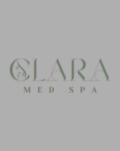 An elegant muted green logo with stylized typography and a woman's profile silhouette icon on a solid gray background, showcasing a medical spa client feature optimized for custom website design, organic SEO, local SEO, social media management, Google Ads, and Meta ads by MetaBaz. medspa website design SEO and digital marketing